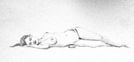 Femme allongée endormie Cécile / Drawing : Sleepy lenghtened woman