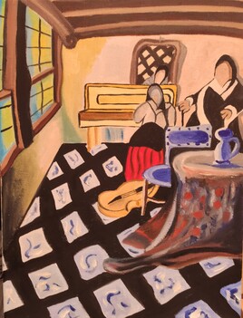 La leçon de piano (interprétation d'après Vermeer)