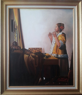 copie de vermeer :"jeune femme au collier"
