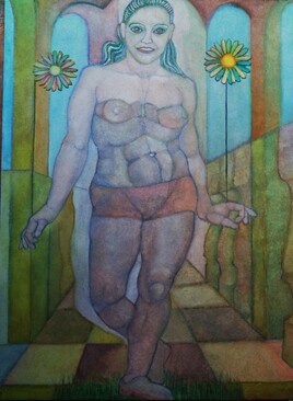 Jeune fille aux 2 fleurs