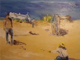 Joueurs de P&eacute;tanque 10 F 55 x 46 cm 