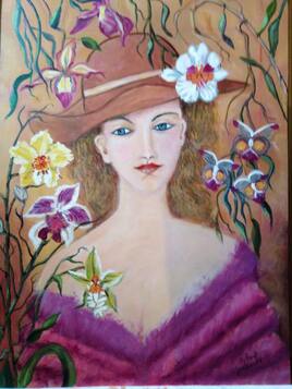 Femme aux orchidées