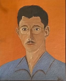 186 Texier de Pélussin artiste peintre ( 1928 - 2008 ) autoportrait