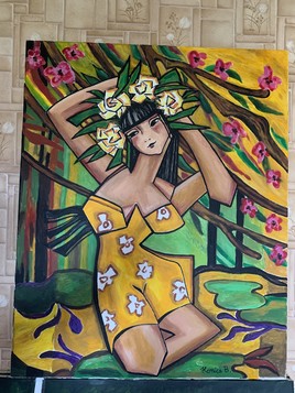 Tahitienne &agrave; sa toilette