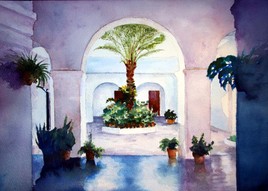 Un patio de Conil, en Andalousie