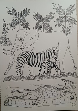 Z&egrave;bres. Crocodile et &eacute;l&eacute;phant