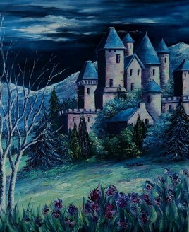 vieux ch&acirc;teau au cr&eacute;puscule