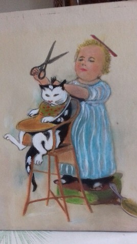 petit chat chez le coiffeur