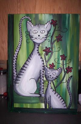 chats gris au fleurs