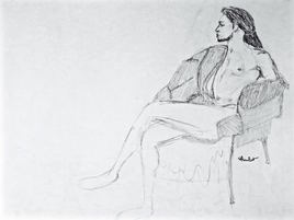Homme nu assis dans un fauteuil Charles / Drawing : A naked man sitting in an armchair