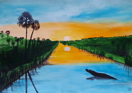 "In the Everglades at sunrise"