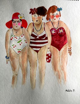 Les trois copines vont à la plage