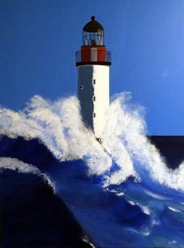 Peinture acrylique Phare dans la temp&ecirc;te - 2