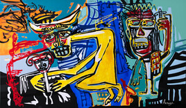 Peinture abstraite Extra Large Horizontal Modern Abstract Oversize Canvas Painting.