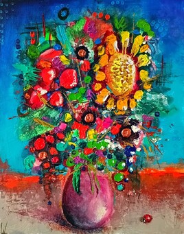 Fleurs et coccinelle