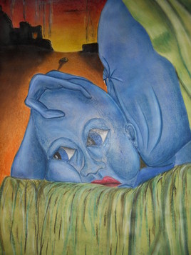 Couché de soleil sur une mère bleue.