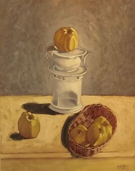 pomme sur th&eacute;i&egrave;re