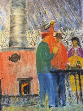 Le bouilleur de cru c&eacute;l&egrave;bre dans la joie le travail bien fait