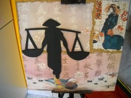 Tableau asiatique en collage