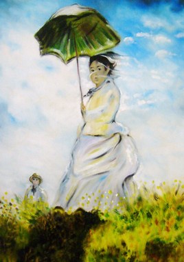 La femme à l'ombrelle(reproduction-monet)