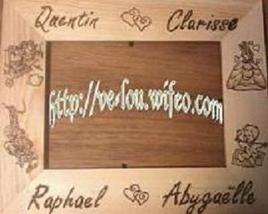 Cadre photo pyrograv&eacute;