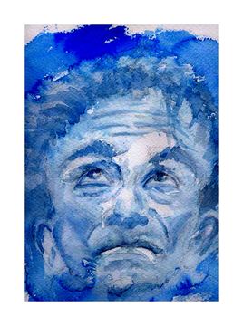 homme au visage bleu