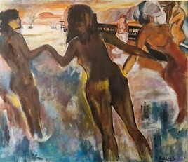 Paysannes se baignant &agrave; Yport