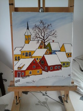 village sous la neige
