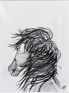 t&ecirc;te cheval fusain