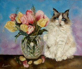 LE CHAT ET SES TULIPES