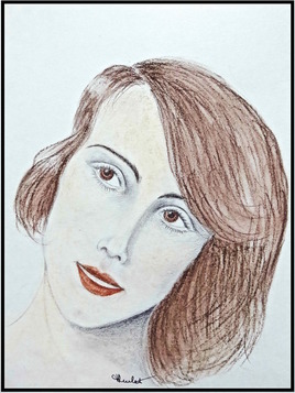 Portrait Femme souriant à … Flore / Drawing Woman's portrait of Flora smiling to …