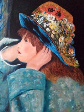Jeune fille au chapeau garni de fleurs des champs (copie) AUGUSTE RENOIR