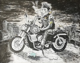 Le singe Punk sur sa moto