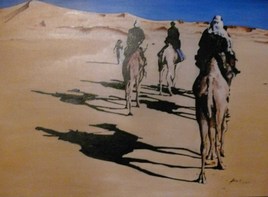 4 chameaux dans le désert