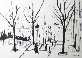 Les escaliers de Montmartre - Encre de Chine
