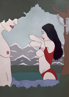 Volcano under the red clothes