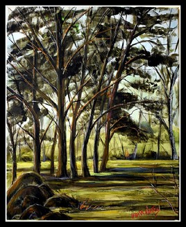 Les pins du parc nord (toile réalisée au parc ce weekend le samedi)