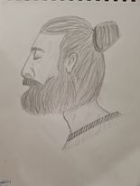 Homme viril avec chignon