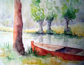 Une barque dans le marais poitevin