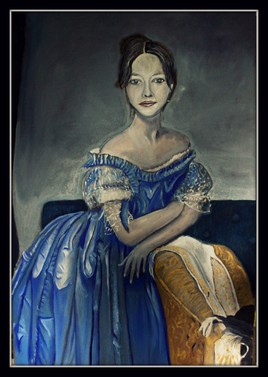 portrait de femme robe bleue