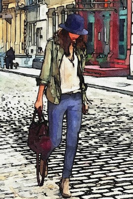 Jeune femme dans la rue