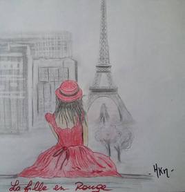 la fille en rouge, balade à Paris