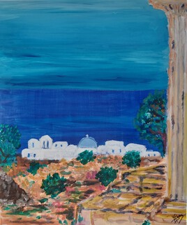 Bleu grec acrylique sur toile
