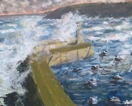 Temp&ecirc;te &agrave; Binic - Bretagne - Acrylique sur carton entoil&eacute; 30cm x 24cm