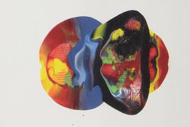 LangdonArt LuneJaune peinture acrylique sur papier vue B sur 4 vues, par Artiste peintre LangdonArt