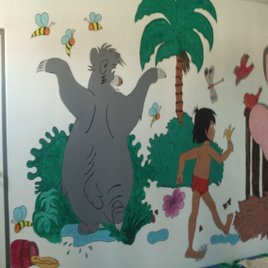 peinture sur mur d'un dortoir d'école
