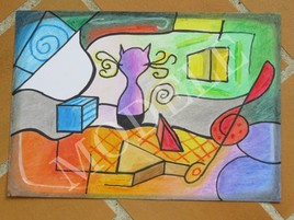 Dessin Abstrait- Multicolore - Chat