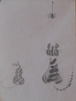 Deux chats et une araign&eacute;e
