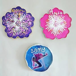 Dessous de verre "fleur" et "spider man"