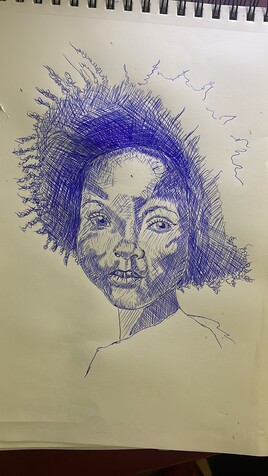 Essai visage au crayon bic